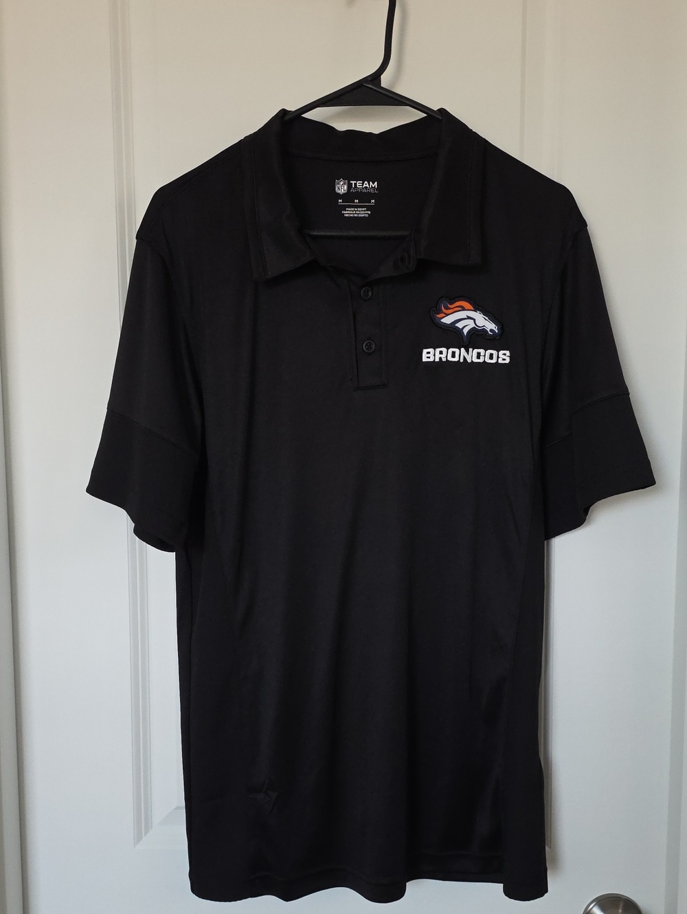 NFL Broncos Black Polo with Embroidered Logo